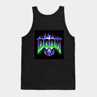 Doom logo Purple and Green flames Tank Top
